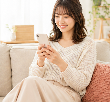 スマートフォンを見つめる女性